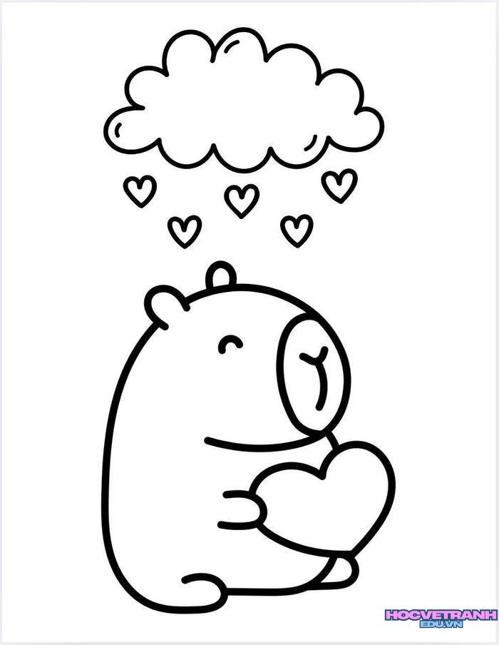 hình ảnh tranh tô màu capybara cute đẹp