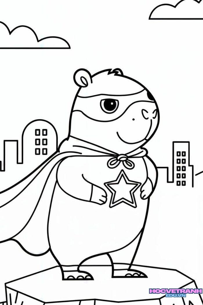 hình ảnh tranh tô màu capybara đẹp xinh