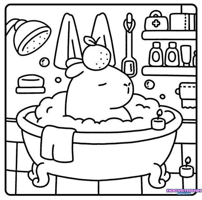 hình ảnh tranh tô màu capybara siêu đẹp