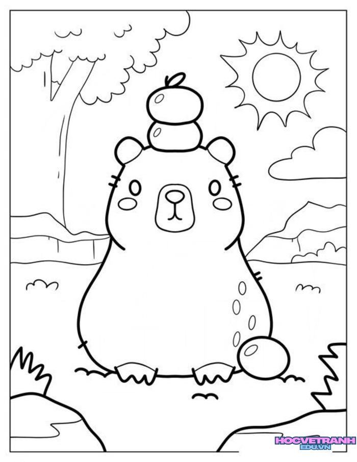 hình ảnh tranh tô màu capybara