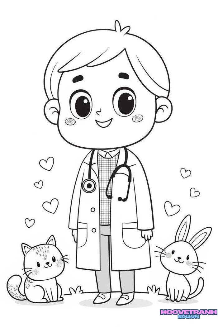 hình ảnh tranh tô màu chủ đề nghề nghiệp xinh