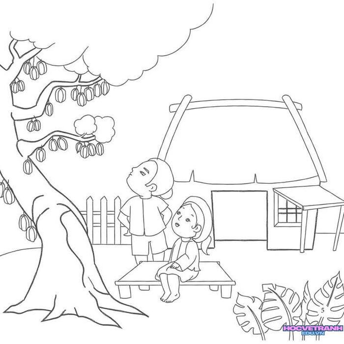 hình ảnh tranh tô màu chủ đề quê hương đất nước đáng yêu