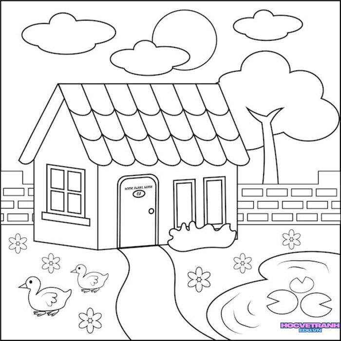 hình ảnh tranh tô màu chủ đề quê hương đất nước siêu đáng yêu