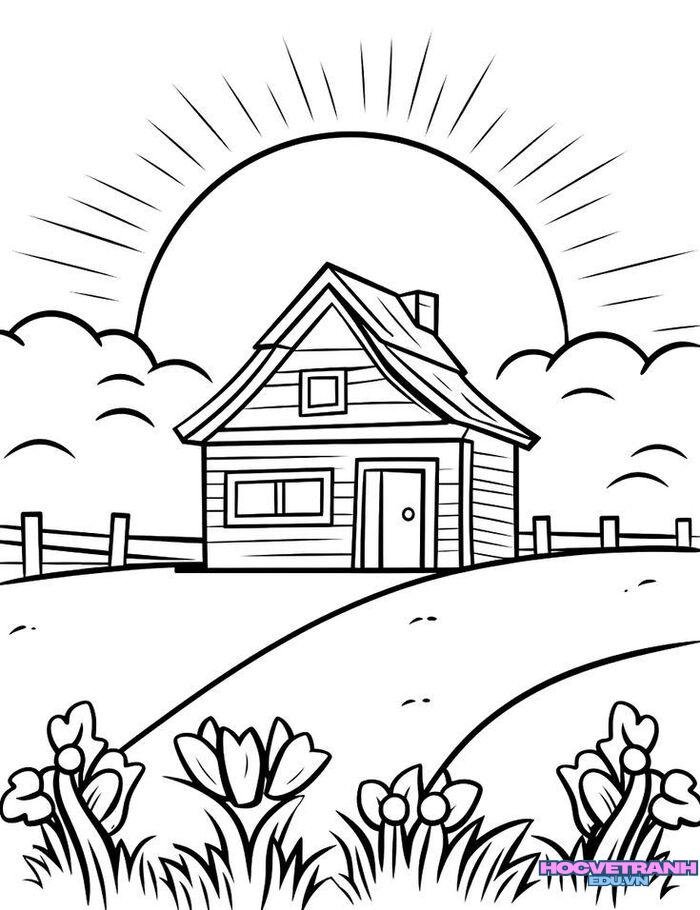 hình ảnh tranh tô màu chủ đề quê hương đất nước siêu đẹp