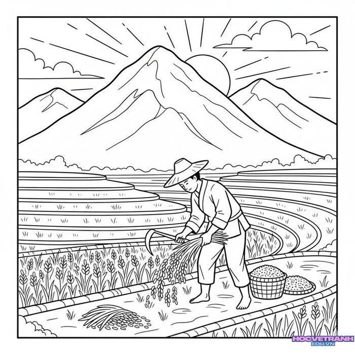 hình ảnh tranh tô màu chủ đề quê hương đất nước