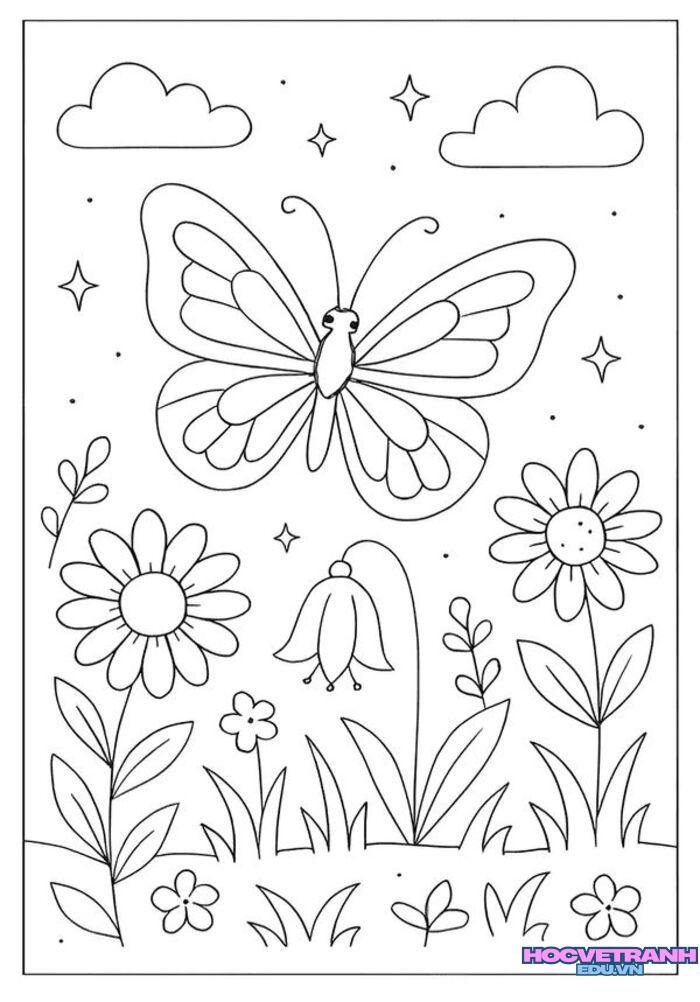 hình ảnh tranh tô màu con bướm đẹp