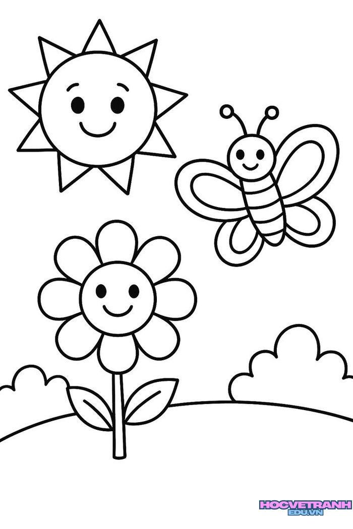 hình ảnh tranh tô màu con bướm xinh