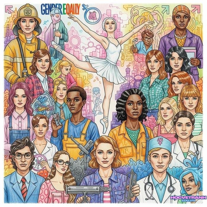 hinh ảnh vẽ tranh bình đẳng giới