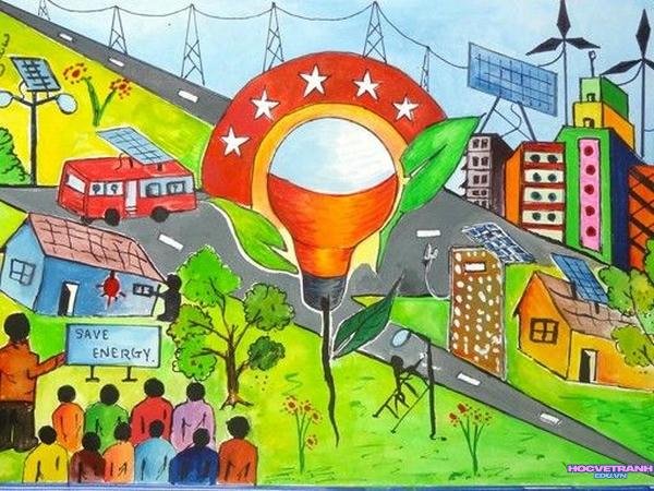 hinh ảnh vẽ tranh chủ đề tiết kiệm điện
