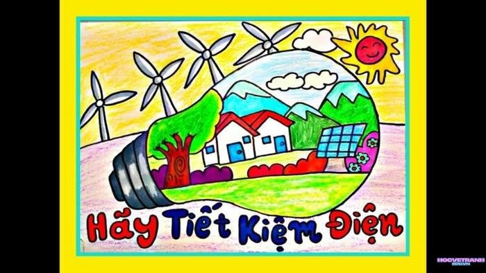 hinh ảnh vẽ tranh chủ đề tiết kiệm năng lượng