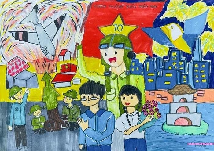 hình tranh vẽ chiến thắng điện biên phủ của thiếu nhi