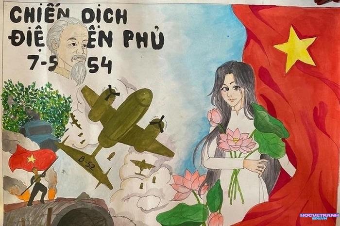 hình tranh vẽ chiến thắng điện biên phủ