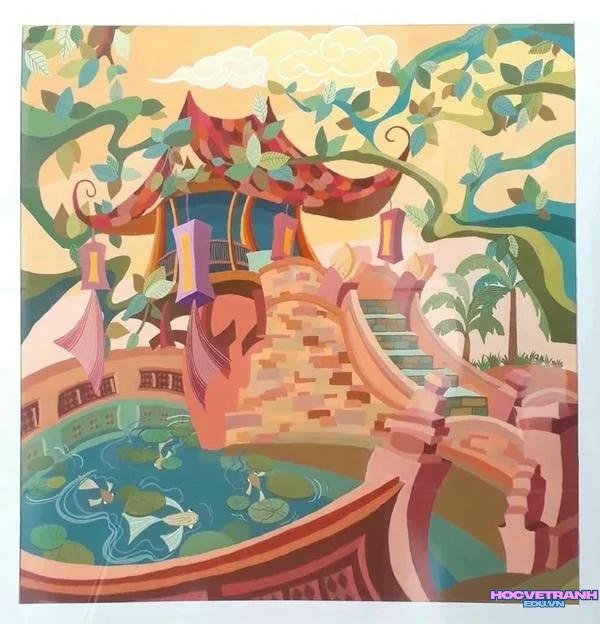 hình vẽ chùa một cột