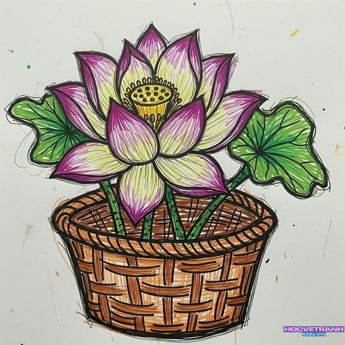 hình vẽ tranh bình hoa