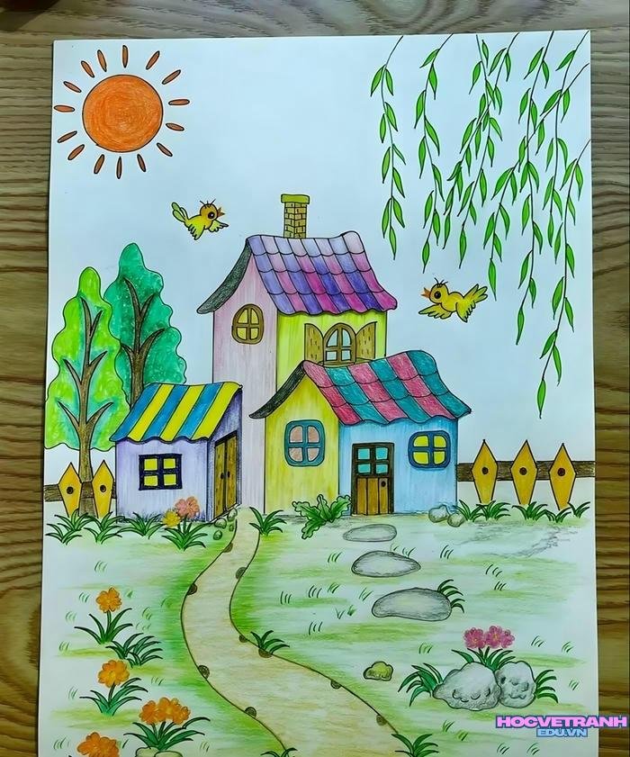 hình vẽ tranh cảnh đẹp quê hương