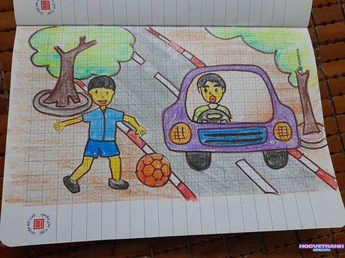 mẫu vẽ tranh an toàn giao thông đẹp