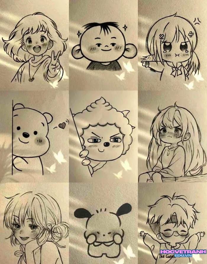 mẫu vẽ tranh anime chibi