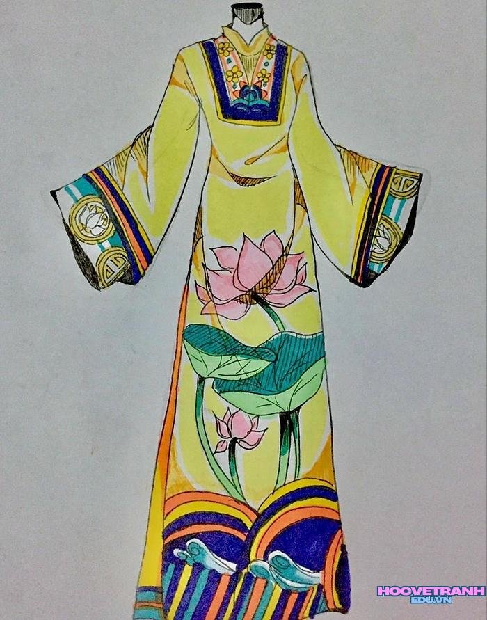 mẫu vẽ tranh áo dài đẹp