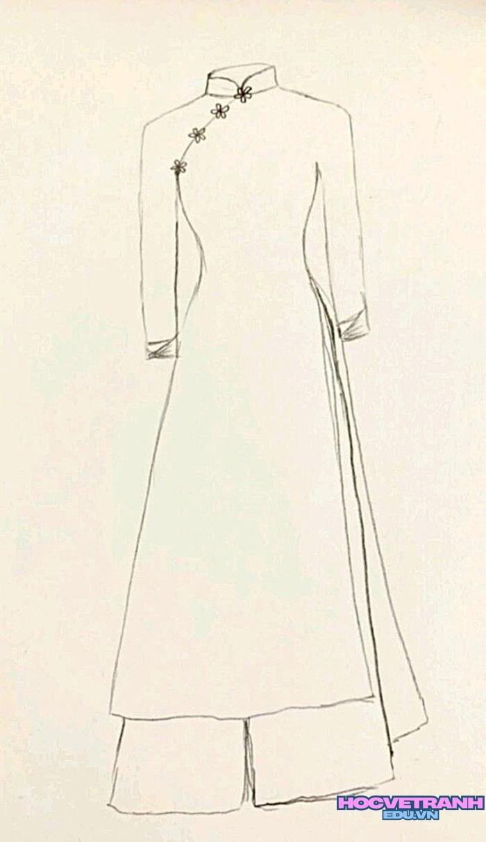 mẫu vẽ tranh áo dài nữ