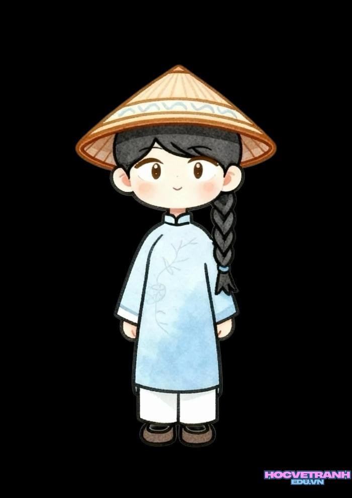 mẫu vẽ tranh áo dài thanh lịch