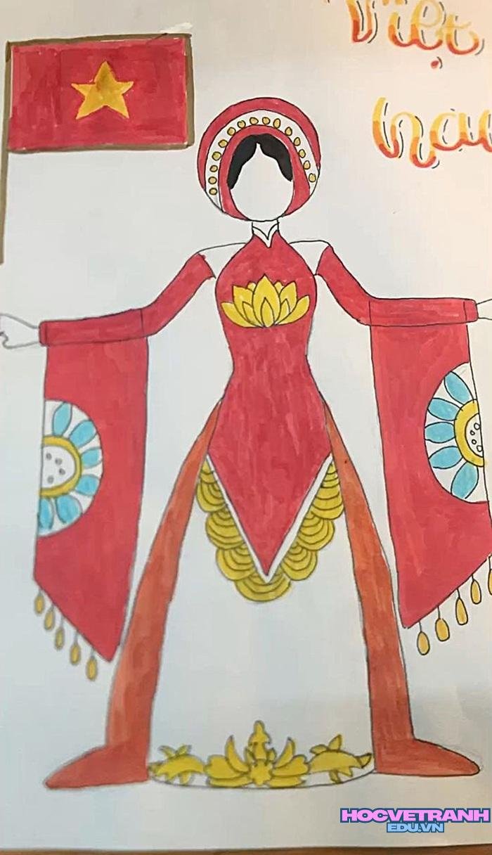 mẫu vẽ tranh áo dài