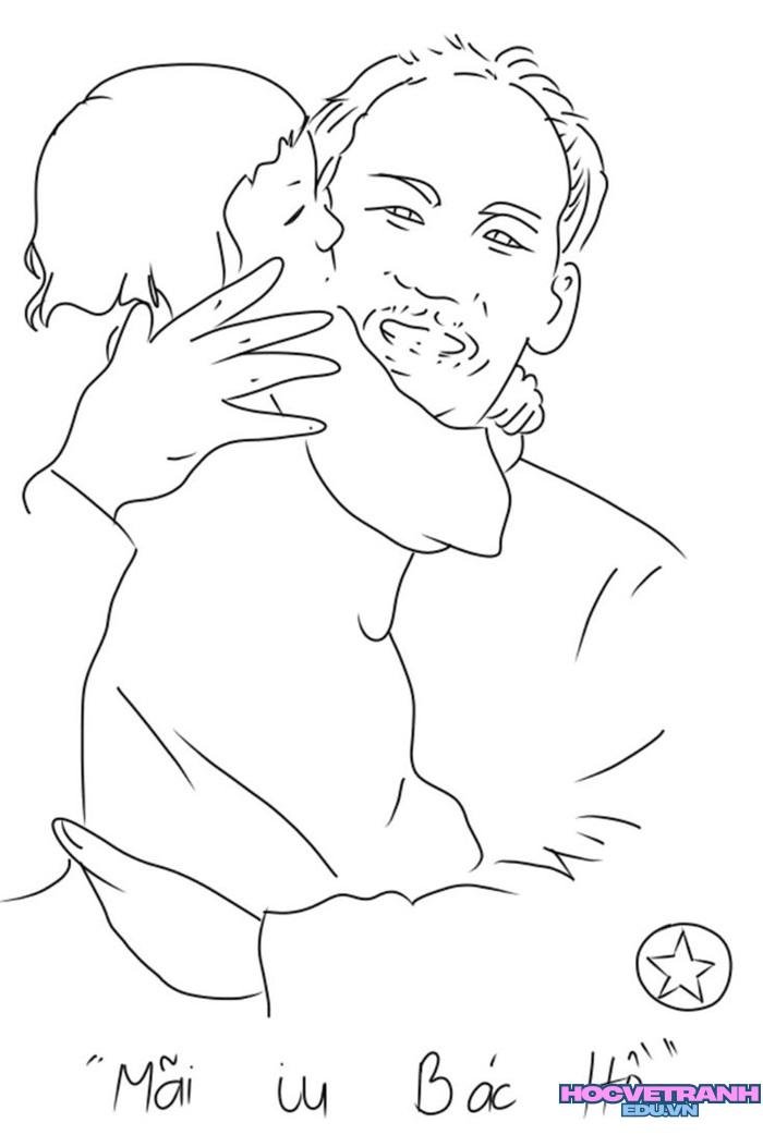 mẫu vẽ tranh bác hồ thiếu nhi