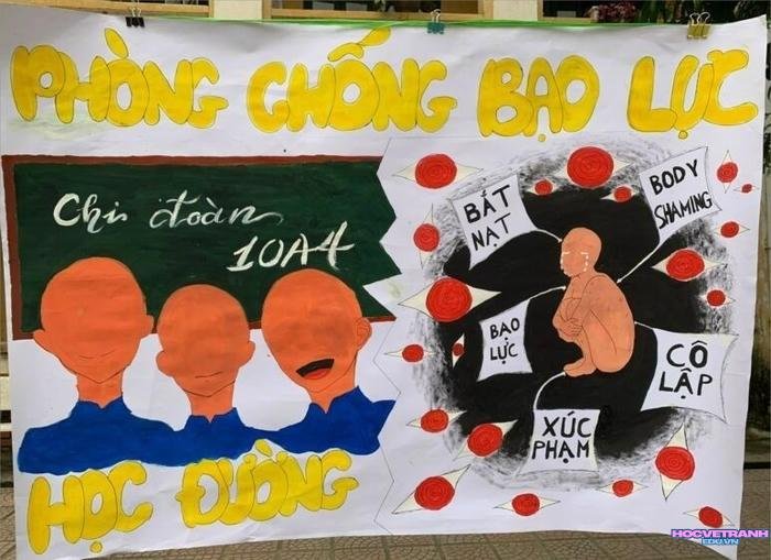 mẫu vẽ tranh bạo lực học đường cảnh báo