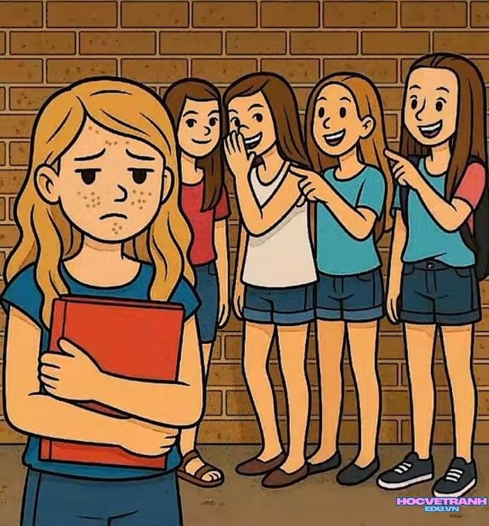 mẫu vẽ tranh bạo lực học đường đơn giản