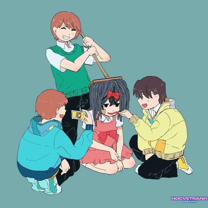 mẫu vẽ tranh bạo lực học đường học sinh