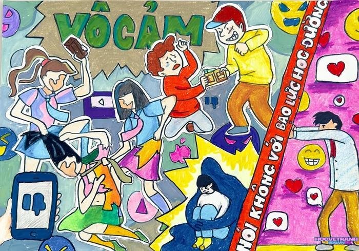 mẫu vẽ tranh bạo lực học đường phản ánh