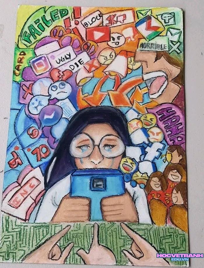 mẫu vẽ tranh bạo lực học đường thông điệp