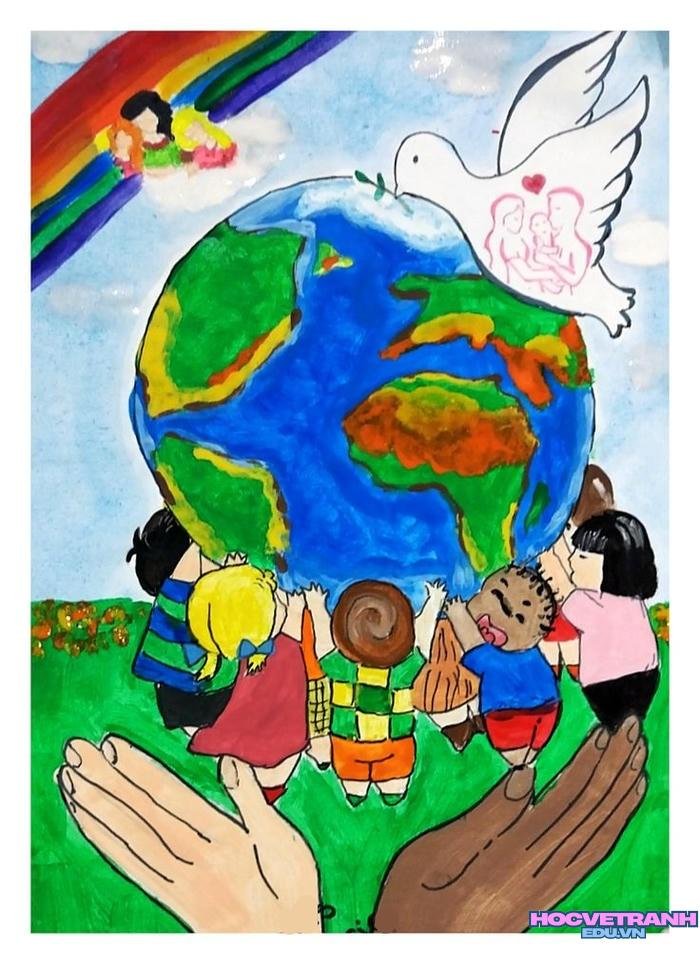 mẫu vẽ tranh bảo vệ hòa bình ấn tượng