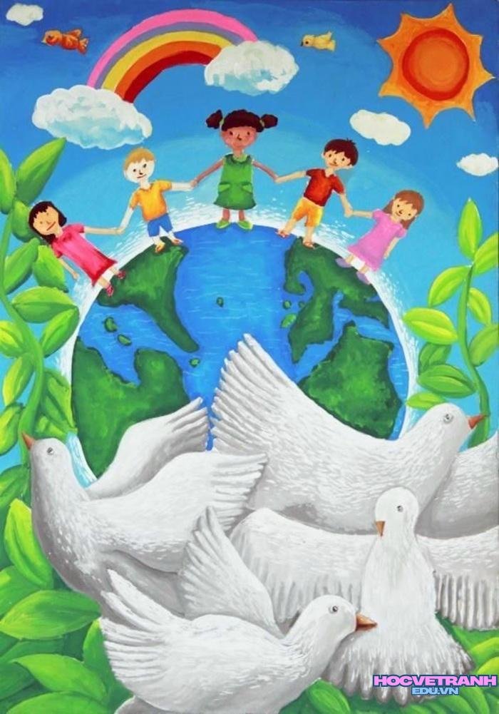 mẫu vẽ tranh bảo vệ hòa bình đẹp