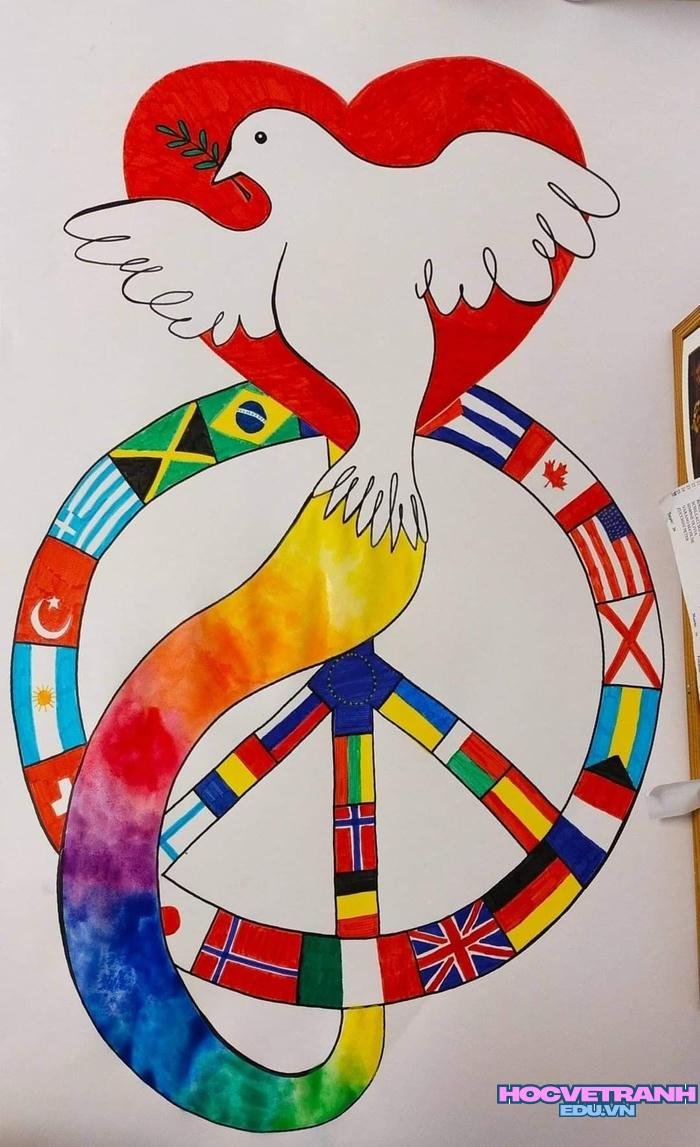 mẫu vẽ tranh bảo vệ hòa bình đơn giản