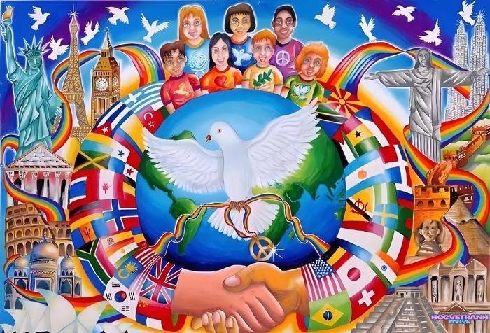 mẫu vẽ tranh bảo vệ hòa bình sinh động