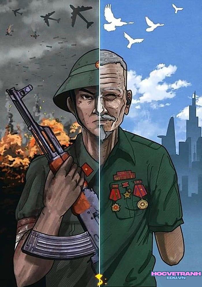 mẫu vẽ tranh bảo vệ tổ quốc sáng tạo