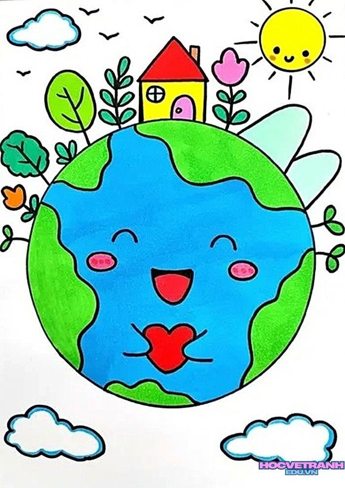 mẫu vẽ tranh bảo vệ trái đất đẹp