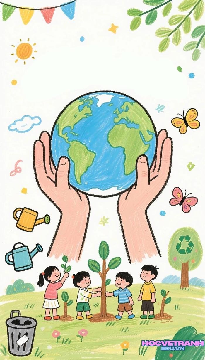 mẫu vẽ tranh bảo vệ trái đất sáng tạo