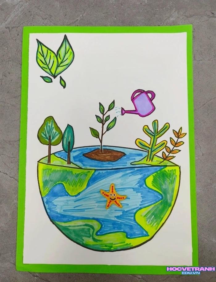 mẫu vẽ tranh bảo vệ trái đất sinh động
