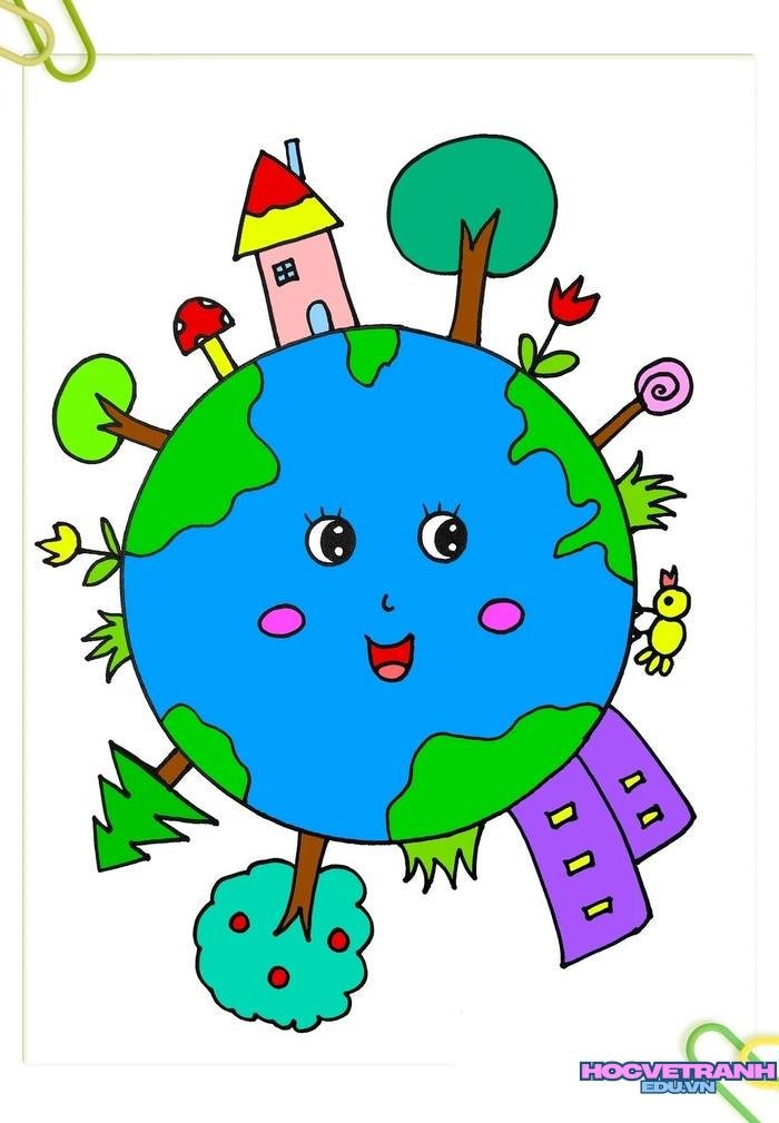 mẫu vẽ tranh bảo vệ trái đất thiếu nhi