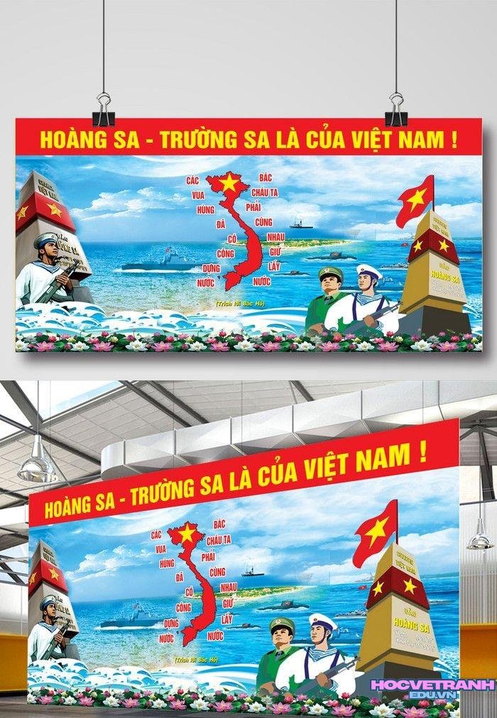 mẫu vẽ tranh biển đảo đơn giản