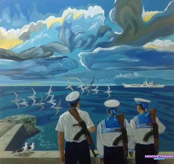 mẫu vẽ tranh biển đảo quê hương