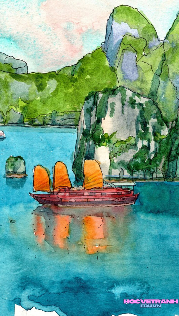 mẫu vẽ tranh biển đảo sinh động