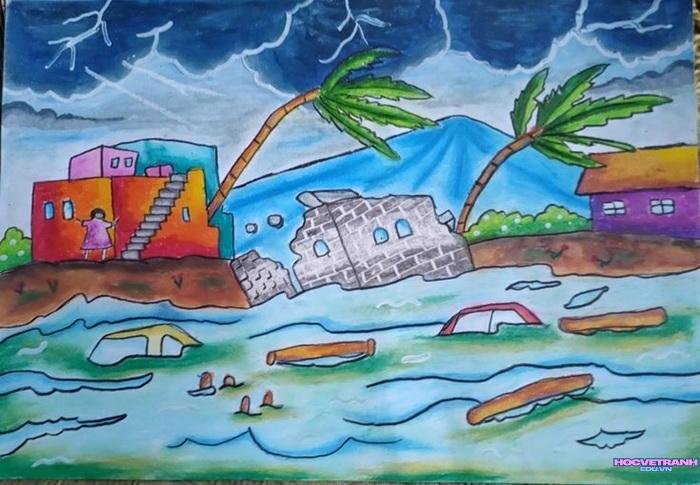 mẫu vẽ tranh biến đổi khí hậu học sinh