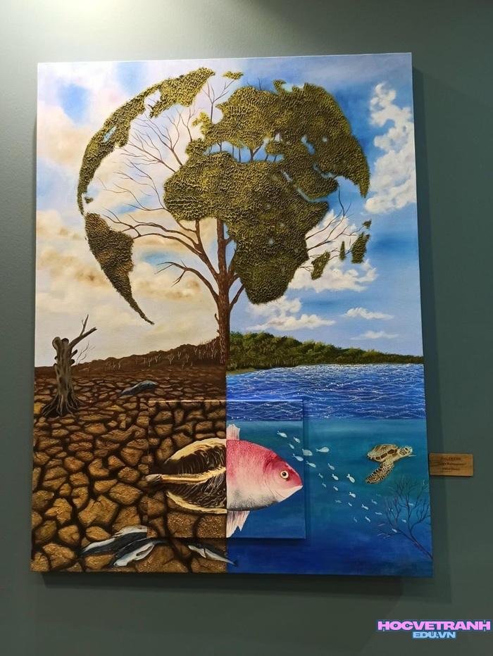 mẫu vẽ tranh biến đổi khí hậu sáng tạo
