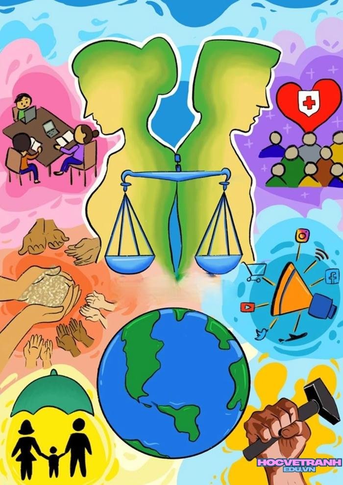 mẫu vẽ tranh bình đẳng giới truyền cảm hứng