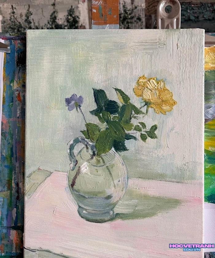 mẫu vẽ tranh bình hoa nghệ thuật