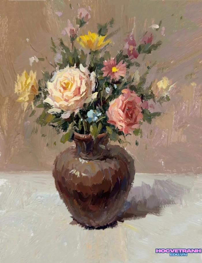mẫu vẽ tranh bình hoa tĩnh vật
