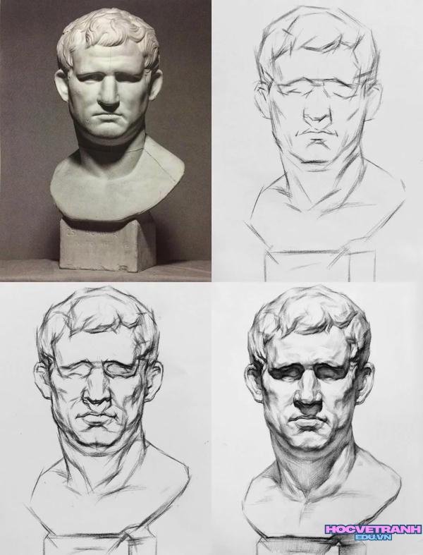 mẫu vẽ tranh chân dung tượng
