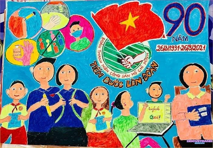 mẫu vẽ tranh chào mừng đại hội đoàn nhân văn